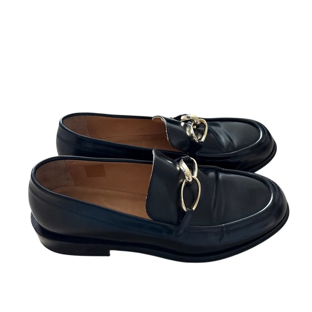 FRAME Black Loafers 39 Gold Chain Link Made in Italy Slip On Flats Womens 8.5
